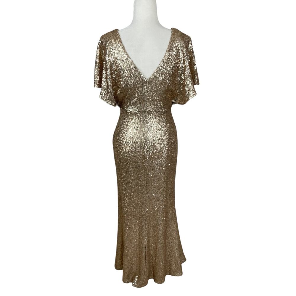 Revelry Gwen Sequin Gown Dress Champagne Gold 202 Size 10 Bridesmaid Elegant - Picture 7 of 16